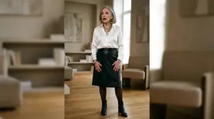 AI Video: petite older domiant 77 year old lady in heavy make up , grey hair lots of...