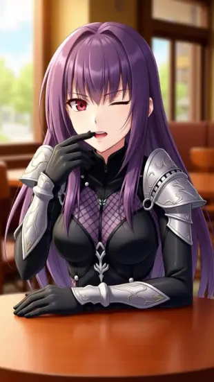 AI Video: slow blinking, seductive gaze, slow blink, lip bite